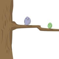 pájaros en el árbol, ilustración, vector sobre fondo blanco.