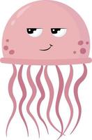 Bored jellyfish , illustration, vector on white background