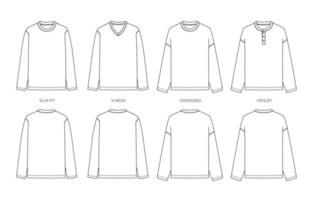 Long Sleeve T-Shirt Mock-Up with Front and Back View vector