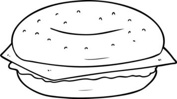 sándwich de dibujos animados de dibujo lineal vector