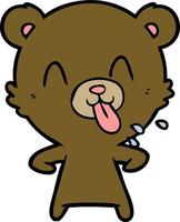 Cartoon bear sticking tongue out vector