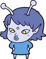 Cartoon cute alien girl vector