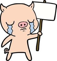 Cartoon pig crying vector