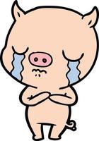 Cartoon pig crying vector