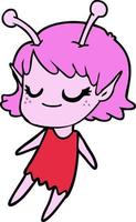 Cartoon cute alien girl vector