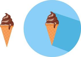 Ice cream in a cone ,illustration, vector on white background.