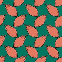 Brown cacao seed, seamless pattern on green background.