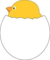 Chick in egg, illustration, vector on white background.