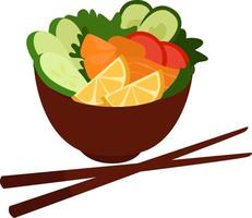 Bowl full of fruit, illustration, vector on white background