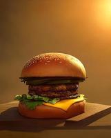 Fresh delicious homemade Cheeseburger. photo