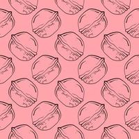 Small walnut, seamless pattern on pink background. vector