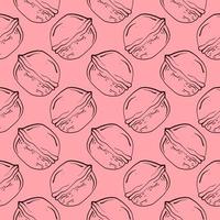 Small walnut, seamless pattern on pink background. vector