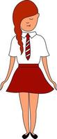 Girl in school uniform, illustration, vector on white background.