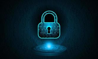Modern Holographic Padlock for Cybersecurity Technology Background vector
