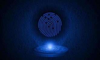 Modern Holographic Cybersecurity Background with finger print vector