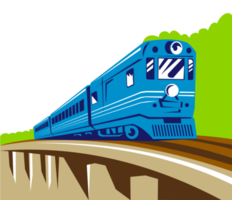 trem a diesel locomotiva retro viaduto ponte png