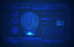 Blue Modern HUD Technology Screen Background with Holographic Globe vector