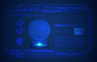 Blue Modern HUD Technology Screen Background with Holographic Globe vector