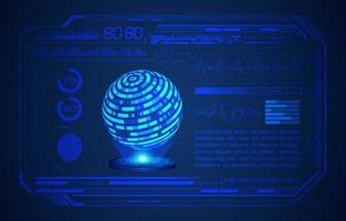 Blue Modern HUD Technology Screen Background with Holographic Globe vector