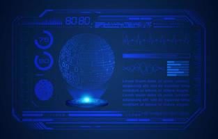 Blue Modern HUD Technology Screen Background with Holographic Globe vector