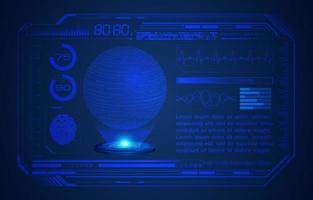 fondo de pantalla de tecnología hud moderna azul con globo holográfico vector