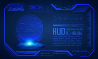 Blue Modern HUD Technology Screen Background with Holographic Globe vector