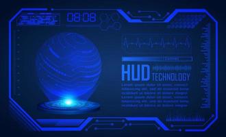 Blue Modern HUD Technology Screen Background with Holographic Globe vector