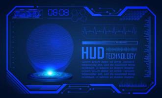 fondo de pantalla de tecnología hud moderna azul con globo holográfico vector