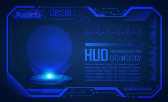 Blue Modern HUD Technology Screen Background with Holographic Globe vector