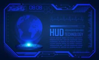 Blue Modern HUD Technology Screen Background with Holographic Globe vector