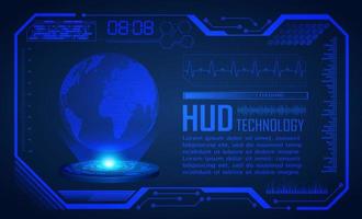 Blue Modern HUD Technology Screen Background with Holographic Globe vector