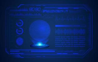 Blue Modern HUD Technology Screen Background with Holographic Globe vector