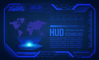 Blue Modern HUD Technology Screen Background with Holographic Globe vector