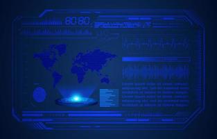 Blue Modern HUD Technology Screen Background with Holographic Globe vector