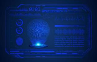 Blue Modern HUD Technology Screen Background with Holographic Globe vector