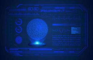 Blue Modern HUD Technology Screen Background with Holographic Globe vector