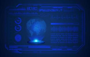 Blue Modern HUD Technology Screen Background with Holographic Globe vector