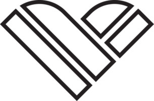 illustration de logo coeur abstrait dans un style branché et minimaliste png