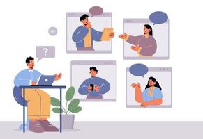 Online video conference of business characters vector