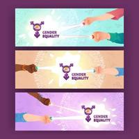 Gender equity cartoon banners, sexuality, identity vector