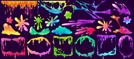 Colorful slime frames, splashes, spots or elements vector