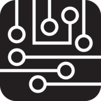 logotipo quadrado abstrato e ilustração de placa de circuito em estilo moderno e minimalista png