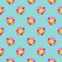 Colorful little flowers , seamless pattern on a baby blue background. vector