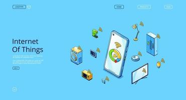 Internet of things isometric landing page, Iot vector