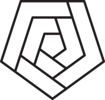 abstrakt femhörning labyrint logotyp illustration i trendig och minimal stil png
