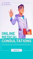 banner web de dibujos animados de consulta médica en línea vector