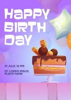 Happy birthday cartoon invitation cake dessert