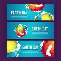 Earth day, save the planet cartoon banners set vector