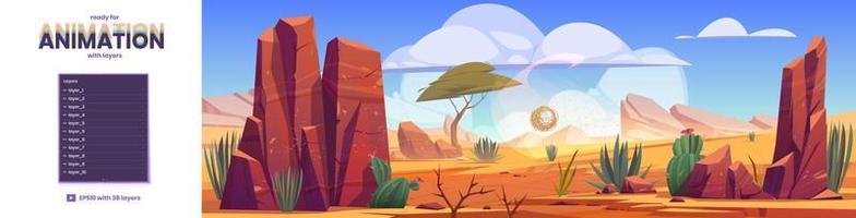 Desert of Africa natural background with layers vector