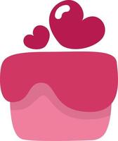 Pink cupcake with hearts, illustration, vector on a white background.